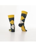 Yellow men\'s socks with the inscription SM19 - Online store - Boutique